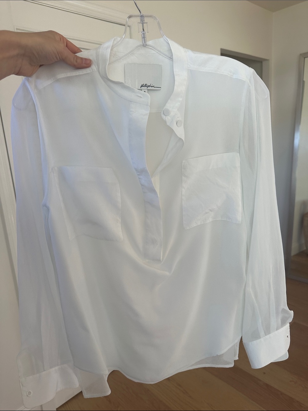 Phillip Lim 3.1 Silk White Sheer Blouse